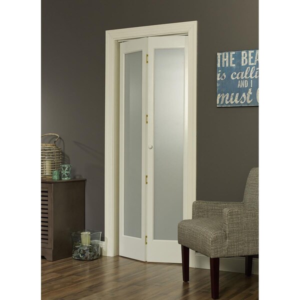 Parche 36 x 80 in. Full Glass Frosted Bifold Door, Unfinished Pine PA3596867 - main